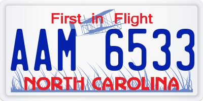 NC license plate AAM6533