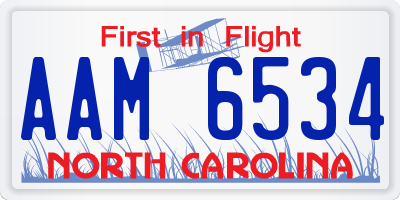 NC license plate AAM6534