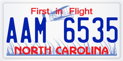 NC license plate AAM6535