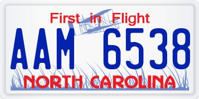 NC license plate AAM6538