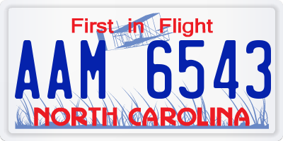 NC license plate AAM6543