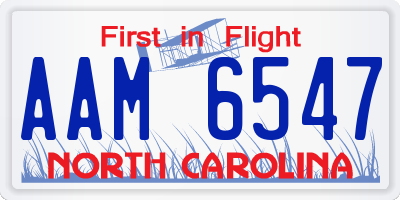 NC license plate AAM6547
