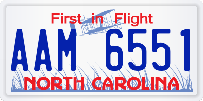 NC license plate AAM6551