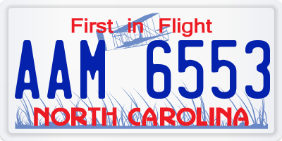 NC license plate AAM6553