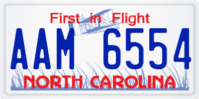 NC license plate AAM6554