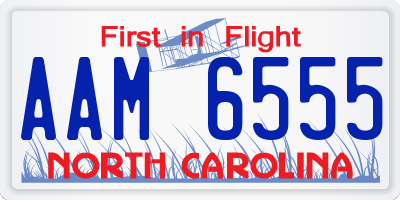 NC license plate AAM6555