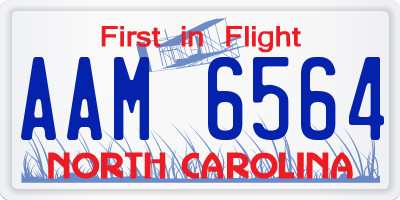 NC license plate AAM6564