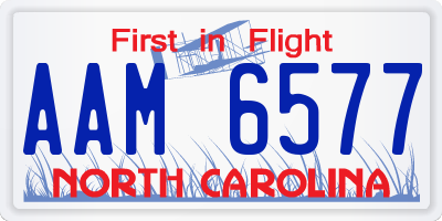 NC license plate AAM6577