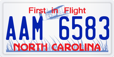 NC license plate AAM6583