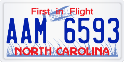 NC license plate AAM6593