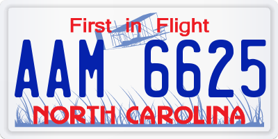 NC license plate AAM6625