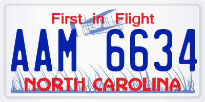 NC license plate AAM6634