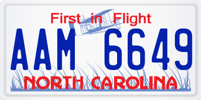 NC license plate AAM6649