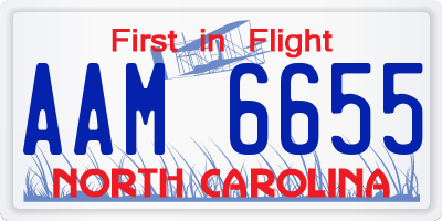 NC license plate AAM6655