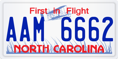 NC license plate AAM6662