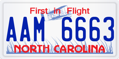 NC license plate AAM6663
