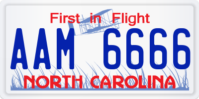 NC license plate AAM6666