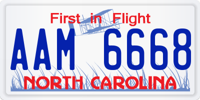 NC license plate AAM6668