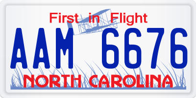 NC license plate AAM6676