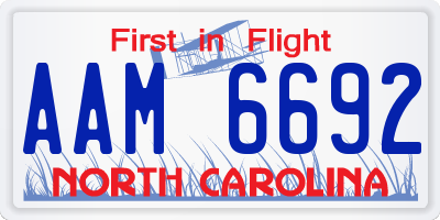 NC license plate AAM6692