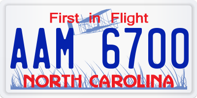 NC license plate AAM6700