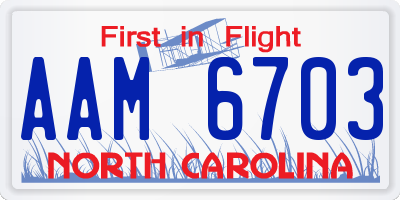 NC license plate AAM6703