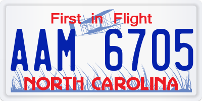 NC license plate AAM6705