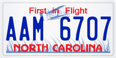 NC license plate AAM6707