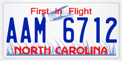 NC license plate AAM6712