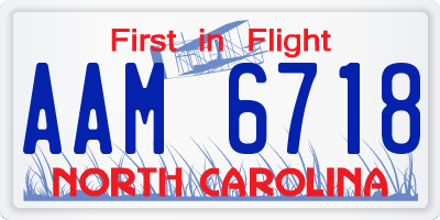 NC license plate AAM6718