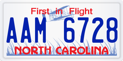 NC license plate AAM6728
