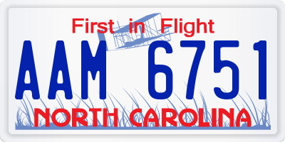 NC license plate AAM6751