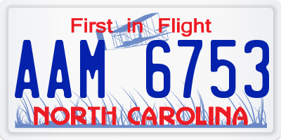 NC license plate AAM6753