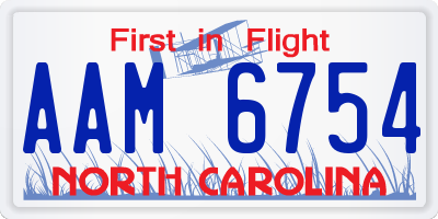 NC license plate AAM6754