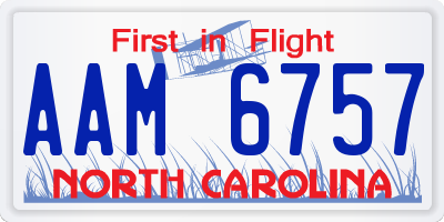 NC license plate AAM6757