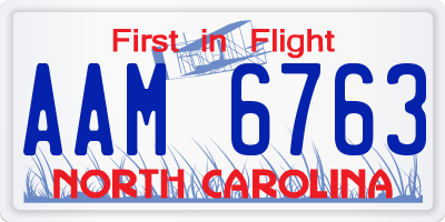 NC license plate AAM6763