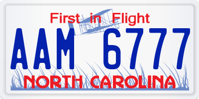 NC license plate AAM6777