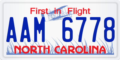 NC license plate AAM6778