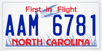 NC license plate AAM6781