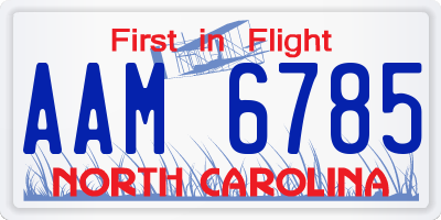 NC license plate AAM6785