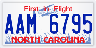 NC license plate AAM6795