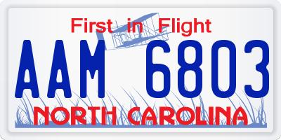 NC license plate AAM6803