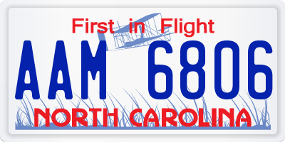 NC license plate AAM6806