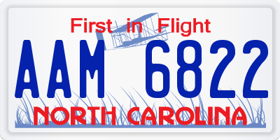 NC license plate AAM6822