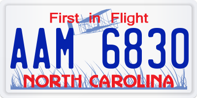 NC license plate AAM6830