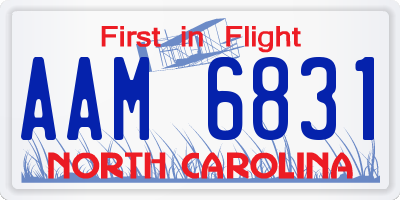 NC license plate AAM6831