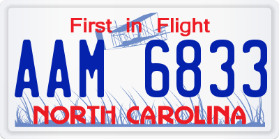 NC license plate AAM6833