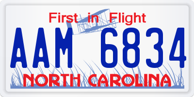 NC license plate AAM6834