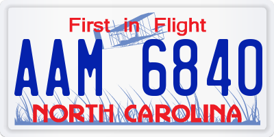 NC license plate AAM6840