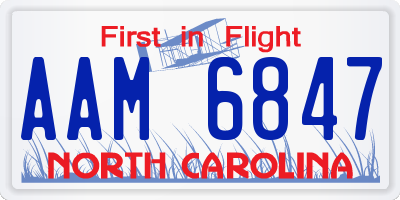 NC license plate AAM6847